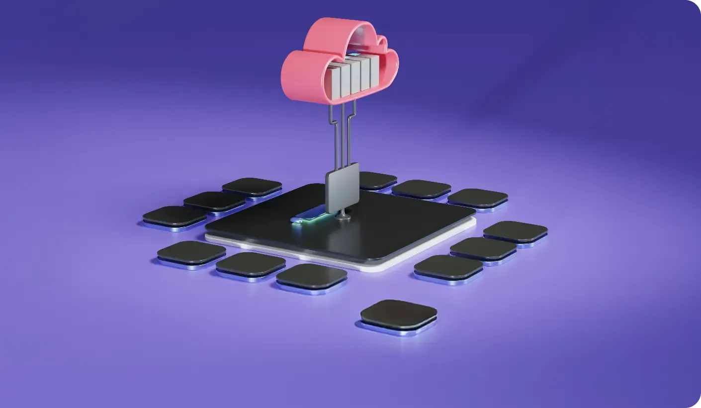 nuvola su sfondo viola a simboleggiare internet