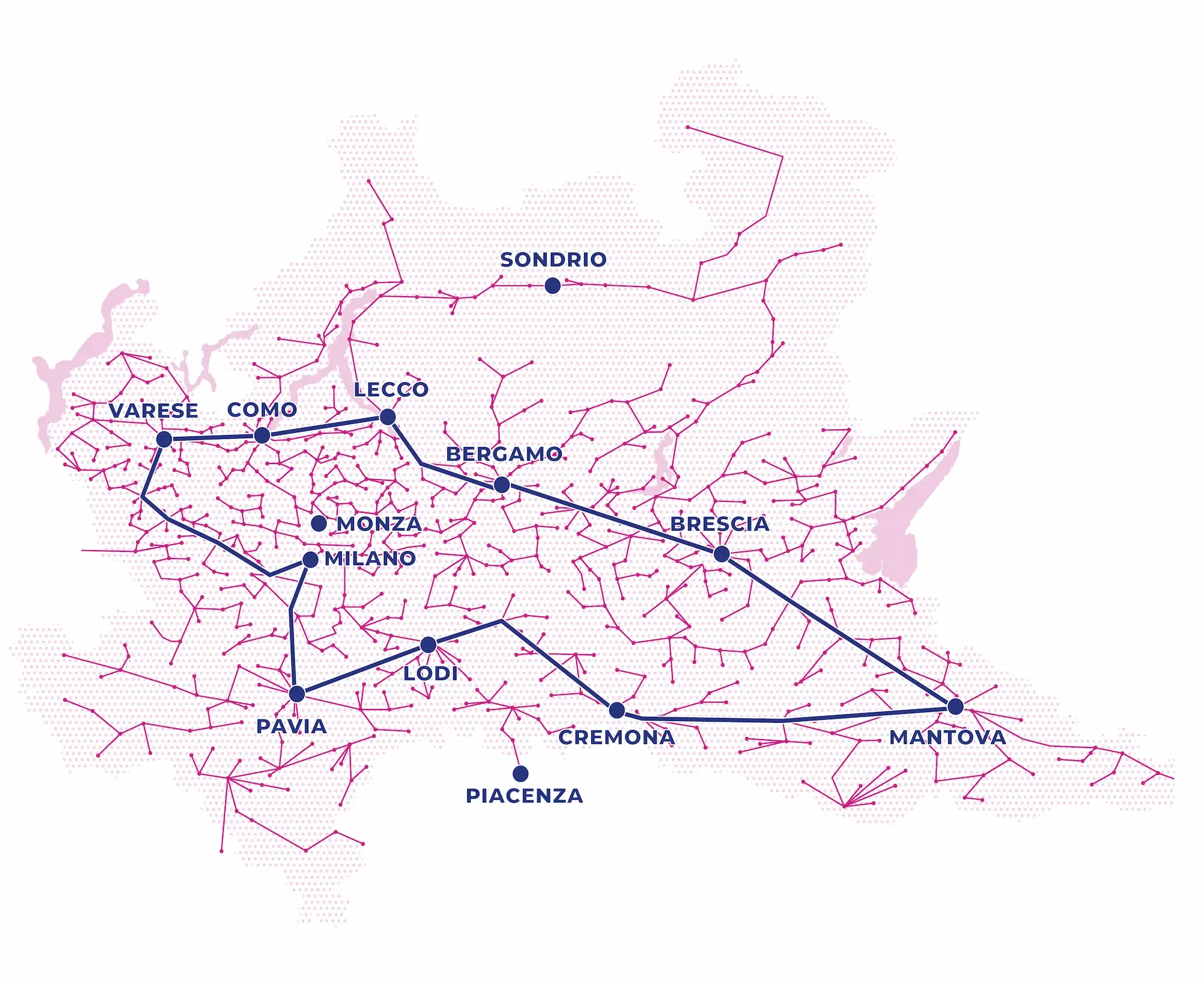 Mappa della copertura di rete Intred in Lombardia